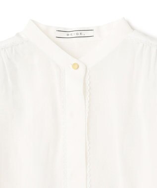 BEIGE， PAULINE / リネンヴィスコースレースブラウス White