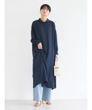 AMERICAN HOLIC ジョーゼットバックプリーツワンピース Navy