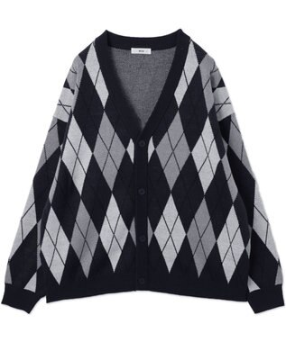 WEGO リラックスフィットパターンカーディガン ネイビー