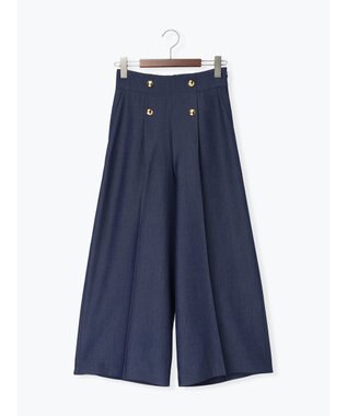 Te chichi 【遮熱】麻調ワイドクロップトパンツ ネイビー
