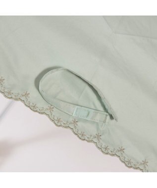 UNBILLION カシュネ cachenez /【晴雨兼用　日傘　UVカット率・遮光率100％生地使用 】PUフローラルラメ刺繍ミニ折りたたみ傘 グリーン
