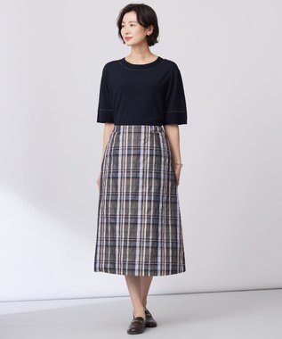 J.PRESS LADIES S 【洗える】RAYON ELITE STRETCH ニットT ネイビー系