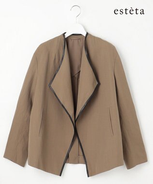 23区 【エステータ】ウールリネン レザートリミング ジャケット