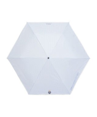 MOONBAT 【WEB限定/遮光率100%/遮熱/UV】POLO RALPH LAUREN（ポロ ラルフローレン）晴雨兼用日傘 ワンポイント ポロベア 折りたたみ傘 ポーチタイプ サックスブルーストライプ