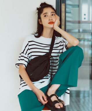 自由区 L 【洗える】コットンダブルクロスストレート パンツ ボトルグリーン