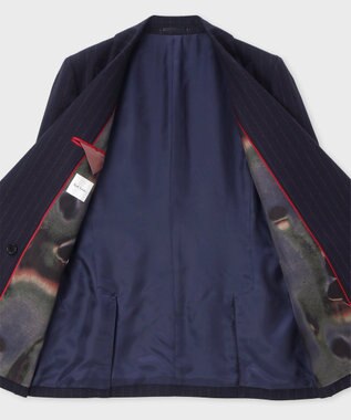 Paul Smith ストライプ ウール ダブルジャケット ネイビー