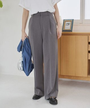 WEGO 【ANGIE VINTAGE/SMLサイズ展開】タックストレートスラックス 杢グレー
