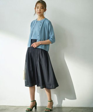 組曲 【2SET・WEB限定】フラワーレース5分袖ツイン ニット ブルー系