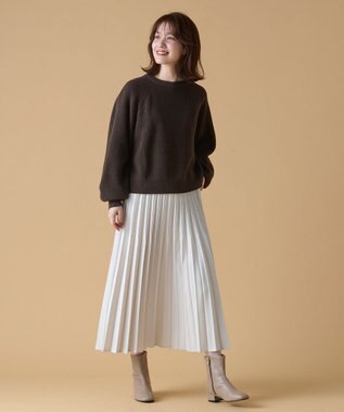 ANY L 【洗濯機可】ウールブレンドクロップドニット ブラウン