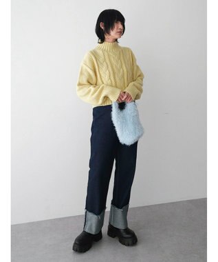 Green Parks ショート丈ケーブルニットプルオーバー Yellow