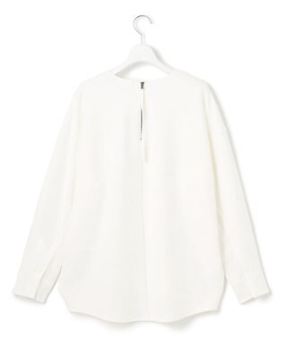 ICB L 【洗える】ジョーゼットジャージー 異素材コンビプルオーバー オフホワイト系