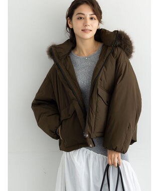 Te chichi 【宮本茉由着用】フードショートダウンジャケット カーキ