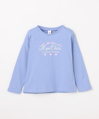 ANY KIDS 【一部店舗/WEB限定】【綿100%】プリント 長袖Tシャツ サックスブルー×ロゴ