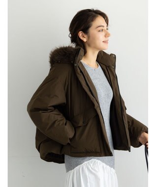 Te chichi 【宮本茉由着用】フードショートダウンジャケット カーキ