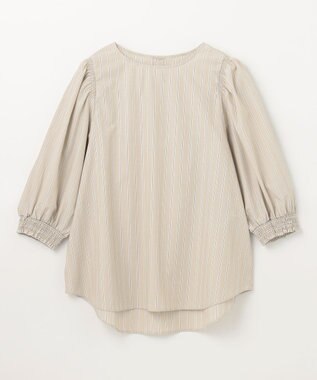 ANY 【UVカット/抗菌防臭/速乾/手洗い可】エニィファンクション ボリュームスリーブシャツ ベージュストライプ