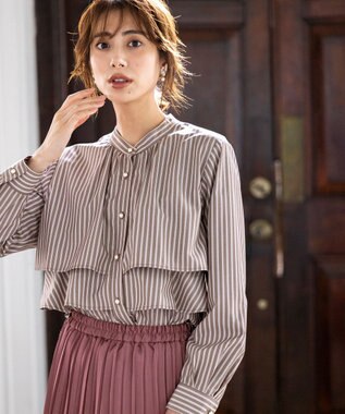 ANY SIS L 【洗える】ラッフルレイヤード ブラウス ボルドー系