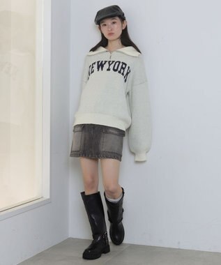 WEGO フラッフィーハーフジップニット オフホワイト