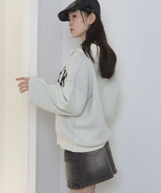 WEGO フラッフィーハーフジップニット オフホワイト