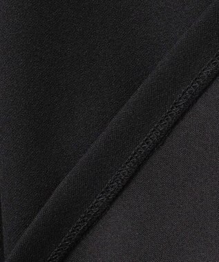 ICB L 【洗える】ジョーゼットジャージー 異素材コンビプルオーバー ブラック系