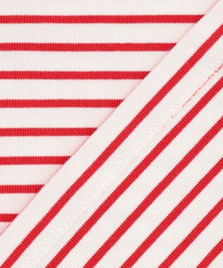 UNFILO ドライタッチリブ バックZIP ボーダートップス オフ×レッド