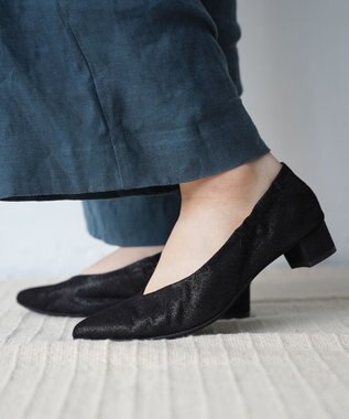 nouvelleRobe Oū 新色追加【本革・高反発】Heel Pointed-plain ポインテッドトゥ ヒールパンプス ブラックメタリック