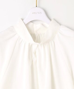 ANY SIS L 【優木まおみさんコラボ】秒映えセレモニー ブラウス × ジャンパースカート オフ×ネイビー