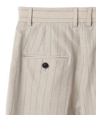 BEIGE， ERYTH / リネンストライプ タックワイドパンツ Flax × Bordeaux