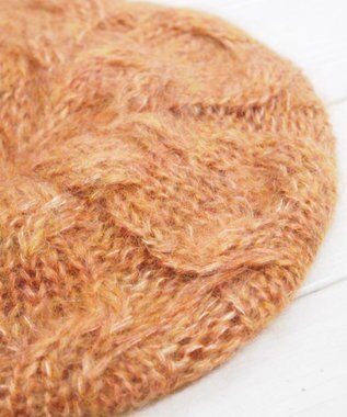 石田製帽 モヘアケーブルニット ベレー帽 ダークオレンジ