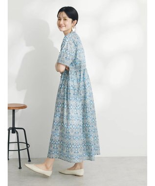 CRAFT STANDARD BOUTIQUE インド綿アラベスク柄ワンピース Blue