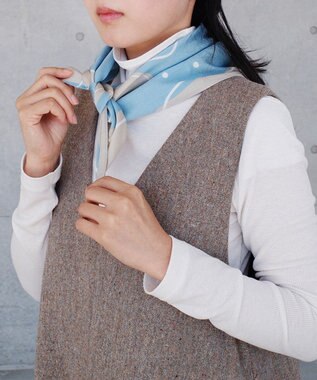 nitorito 【UNISEX】ギフトパッケージ&ステッカー付 tori ハンカチ スカーフ blue x gray