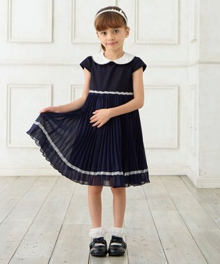 ANY KIDS 【2点セット】ジャケット＋シフォンプリーツワンピース ネイビー