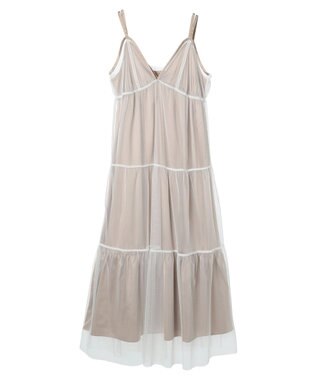 earth music&ecology ＳＥＴ２点ティアードペチドレス＋チュールワンピース White