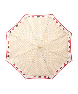 MOONBAT FURLA 長傘 チャーム＆ロゴプリント UV 耐風 日本製 ベージュ