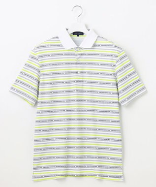 23区GOLF 【MEN】【吸水速乾・UVケア】ボーダーロゴ 半袖シャツ ホワイト系1