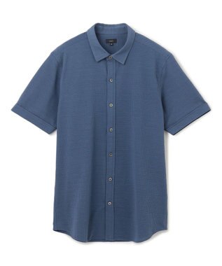 JOSEPH HOMME コンパクトサッカージャージー　レギュラーカラー半袖シャツ ダルブルー系