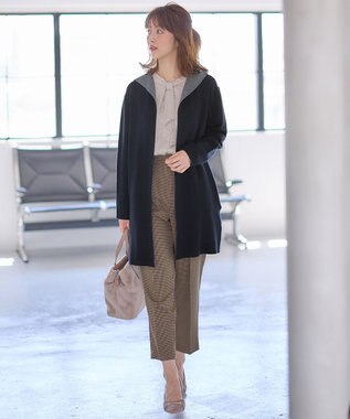 ANY SIS 【洗える】サイドバックルタックテーパード パンツ ブラウン系チェック