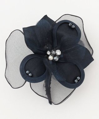 J.PRESS LADIES シアー コサージュ ネイビー系