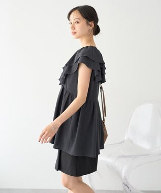 earth music&ecology ラッフルフリルワンピース Charcoal Gray