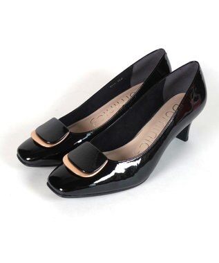 Dominic3 スクエアモチーフ レザーパンプス ブラック