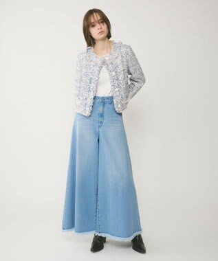 GRACE CONTINENTAL フリンジツイードジャケット ブルー