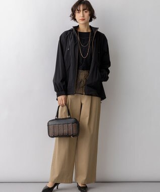 23区 2WAY ストレッチタフタ ボリュームスリーブブルゾン ブラック系