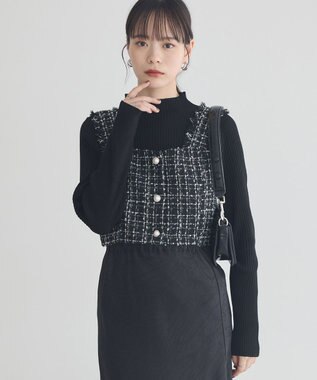 earth music&ecology ハイネックリブニットプルオーバー Black