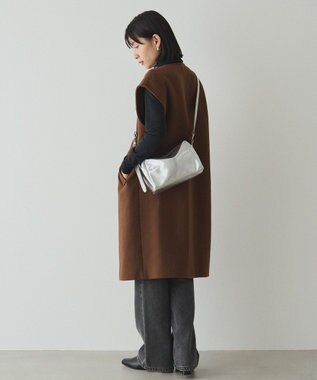 russet 【2025AW新作】レザースクエアショルダーバッグ(CE-1575) Silver