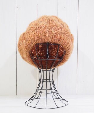 石田製帽 モヘアケーブルニット ベレー帽 ダークオレンジ