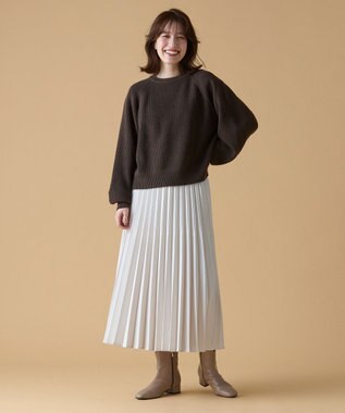 ANY 【洗濯機可】ウールブレンドクロップドニット ブラウン