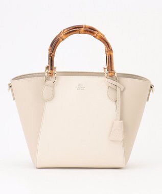 J.PRESS LADIES 【2way】バンブー バッグ グレージュ×オフ系