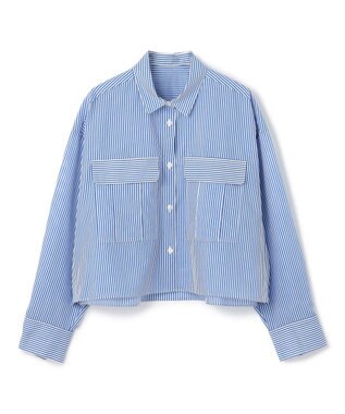 UNFILO シアークロップドシャツ ブルーストライプ