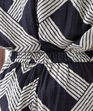 UCHINO クレープガーゼ ジオメトリックガウチョパンツ ダークブルー