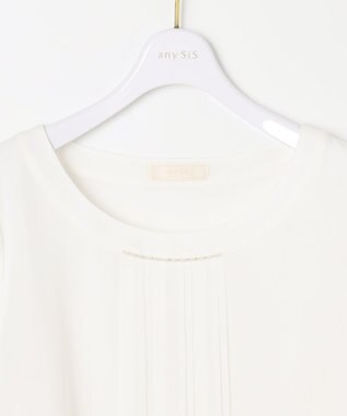 ANY SIS 【洗える】フロントプリーツシフォン ブラウス オフホワイト