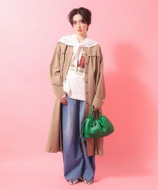 Green Parks ＳＥＴ２点フォトＴシャツ＋レーススカーフ Off White